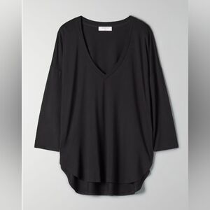 Babaton Soft Modal Black V-Neck Pullover Top small